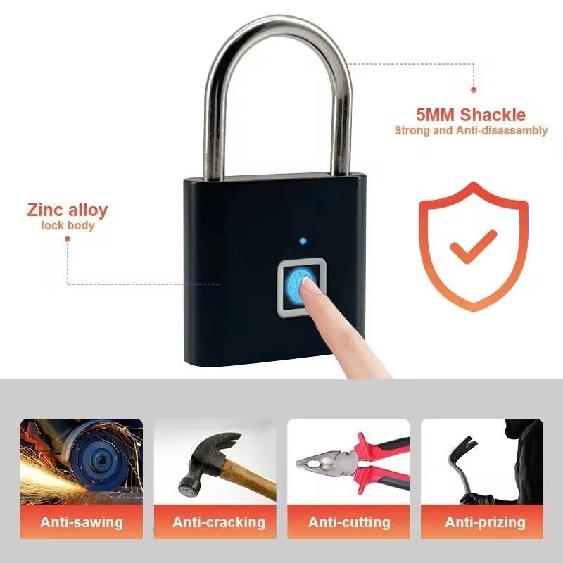 Smart Fingerprint Padlock – Keyless Biometric Security Lock for Gym, Luggage, Backpack & Home Use